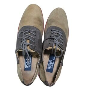 POLO RALPH LAUREN Orrick Saddle Oxford Shoes Tan Gray Mens Size US 9.5 D